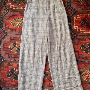 Madewell Gray, Pink, and Tan Plaid Wide Leg Pants